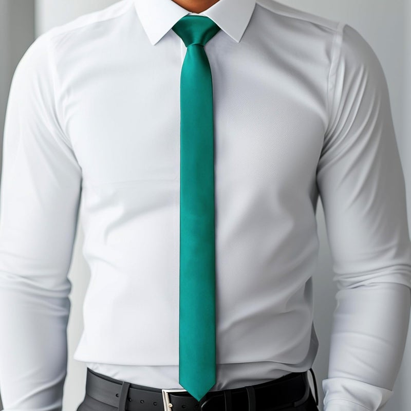 DR ANISON Skinny Tie Men Women 2" (5CM) Slim Necktie Solid Thin Ties Formal - Image 5